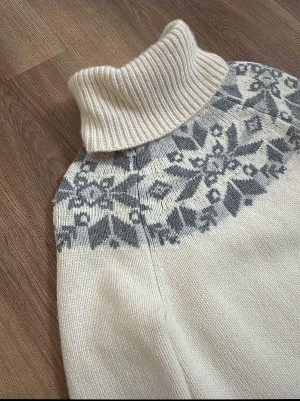 Lauren Ralph Lauren Turtleneck Wool Blend Sweater Dress Cream Fair Isle Small - Picture 3 of 8